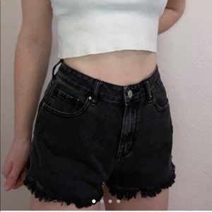 Black denim shorts